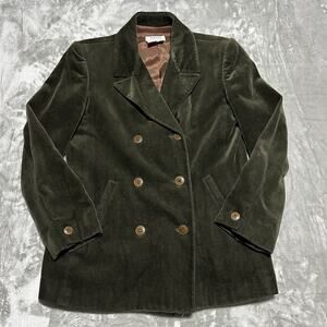 Vintage Talbots Coat Womens Petite Sz 8P Green 90s Blazer Jacket Double Breasted